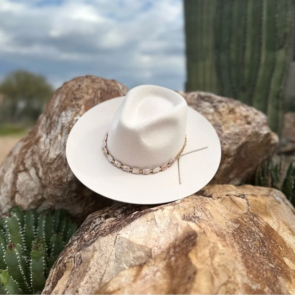 Freshwater Pearl Pink Hat Band - Picture 1 of 6